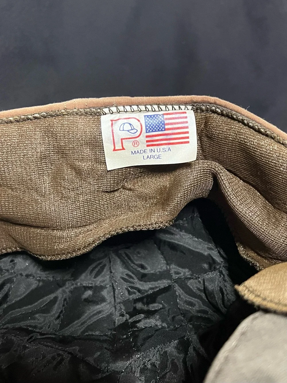 Vtg 80s Brown Suede Cap Baseball Padded Lined -Actual color is darker than pics
